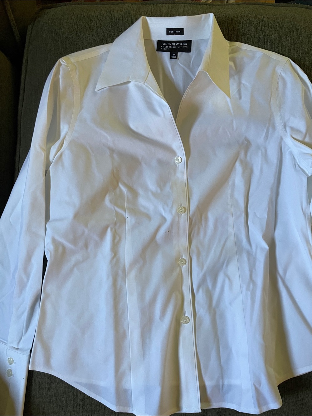 Jones New York White Tailored Button-Up Dress Shirt